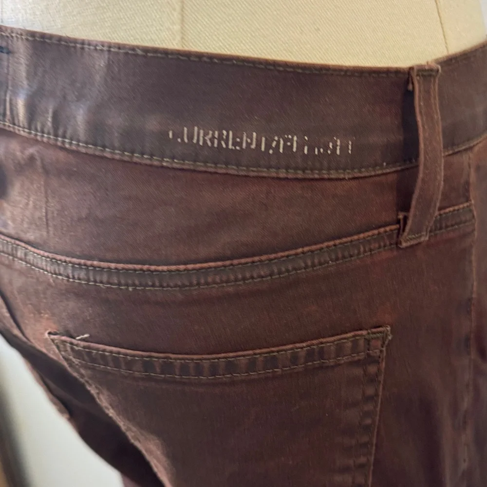 Current/Elliott “Soho Zip Stiletto” Brown Coated Skinny Pants – Size 27
